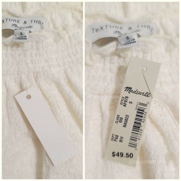 MADEWELL Texture & Thread -Mini Ruffle Mock Neck Top, Bell Sleeve, Cottagecore - Picture 11 of 11